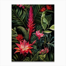 Tropical Leaves And Flowers Canvas Print