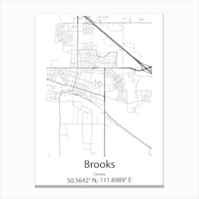 Brooks,Canada Minimalist Map Canvas Print