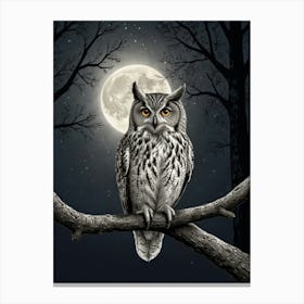 Owl At Night 3 Canvas Print