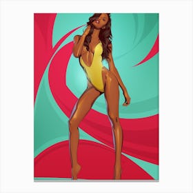 Beach Girl Yellow Canvas Print