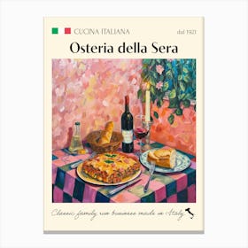 Osteria Della Sera Trattoria Italian Poster Food Kitchen Canvas Print