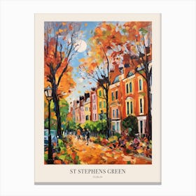 Autumn City Park Painting St Stephens Green Dublin 2 Poster Canvas Print