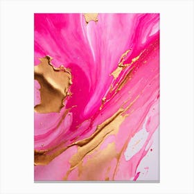 Pink Gold Abstract Painting Canvas Print
