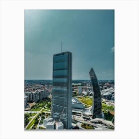 Milan skyscrapers drone vertical photography Canvas Print