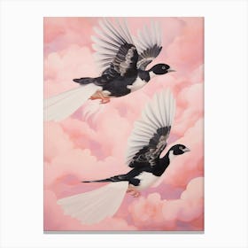 Pink Ethereal Bird Painting Magpie 3 Canvas Print