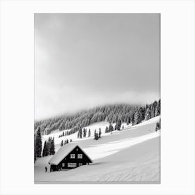 Kitzsteinhorn, Austria Black And White Skiing Poster Canvas Print