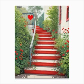 Colorful Stairway With Heart (3) Canvas Print