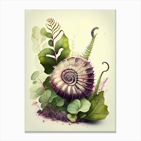 Snail With Splattered Background 1 Botanical Canvas Print