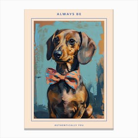 Kitsch Portrait Of A Dachshund In A Bow Tie 2 Poster Canvas Print