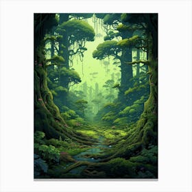 Iwokrama Forest Reserve Pixel Art 4 Canvas Print