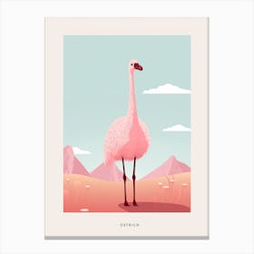 Minimalist Ostrich 2 Bird Poster Canvas Print