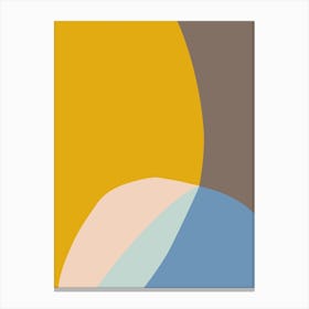 Modern Organic Shapes in Yellow Gray and Blue Canvas Print
