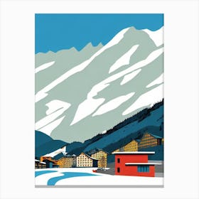 Laax, Switzerland Midcentury Vintage Skiing Poster Canvas Print