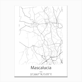 Mascalucia,Italy Minimalist Map Canvas Print