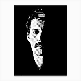 Freddie Mercury Rock Music Legend in Black White Line Art Toile