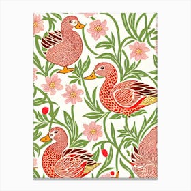 Duck 2 William Morris Style Bird Canvas Print