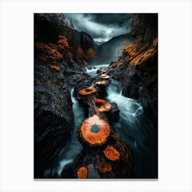 Verdant Majesty: Tall Waterfall in a Lush Forest Canvas Print