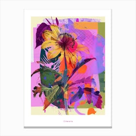 Cineraria 7 Neon Flower Collage Poster Canvas Print