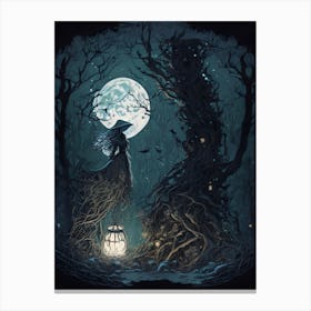 Witch Lady In The Forest Canvas Print