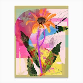 Daisy 1 Neon Flower Collage Canvas Print