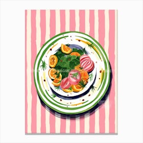 A Plate Of Radishes, Top View Food Illustration 2 Canvas Print