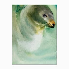 Sea Lion Storybook Watercolour Canvas Print