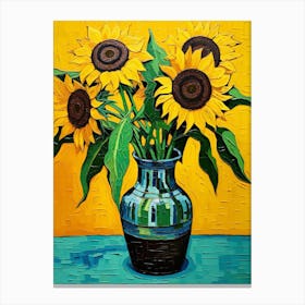 Flowers In A Vase Still Life Painting Black Eyed Susan 1 Canvas Print
