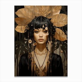 Woman In Gold & Black Canvas Print