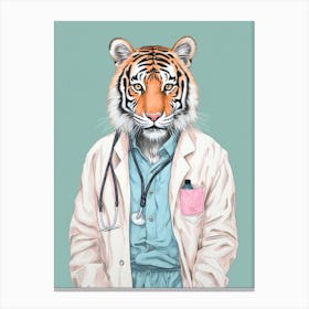 Tiger Illustrations Wearing Scrubs 3 Canvas Print