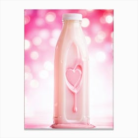 Heart Shaped Milk Bottle Mid Drip With A Viscous Liquid Resembling Love Cascading Down Backlit In Canvas Print