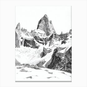 Cerro Torre Argentinachile Line Drawing 4 Canvas Print