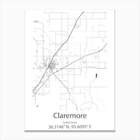 Claremore,United States Minimalist Map 1 Canvas Print