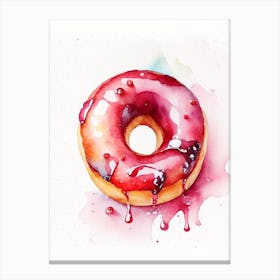 Cherry Filled Donut Cute Neon 1 Canvas Print