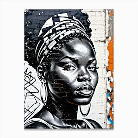 Vintage Graffiti Mural Of Beautiful Black Woman 103 Canvas Print