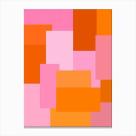 Abstract Pink And Orange Geometric Canvas Print