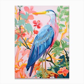 Colourful Bird Painting Great Blue Heron 4 Canvas Print