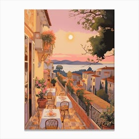 Marbella Spain 5 Vintage Pink Travel Illustration Canvas Print