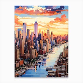 Sunset In New York City Canvas Print