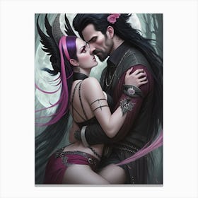 Gothic lovers embrace Canvas Print