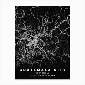 Guatemala City Guatemala Black Map Canvas Print