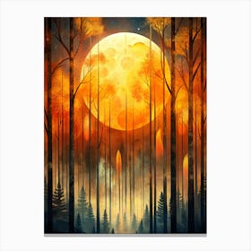 Full Moon In The Forest 4 Canvas Print