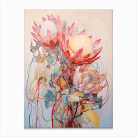 Abstract Flower Painting Protea 3 Canvas Print