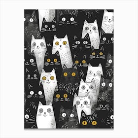 Perfectly Repeatable Artwork With Cute Cat Faces 74 Canvas Print