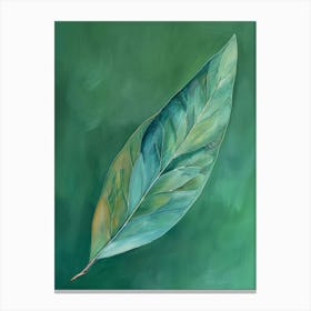 Leaf On A Green Background Canvas Print