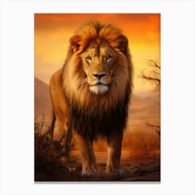 African Lion Sunset Portrait 1 Canvas Print