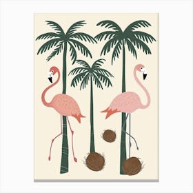 Jamess Flamingo And Coconut Trees Minimalist Illustration 2 Canvas Print
