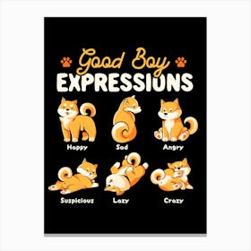 Good Boy Expressions - Cute Shiba Inu Dog Gift Canvas Print