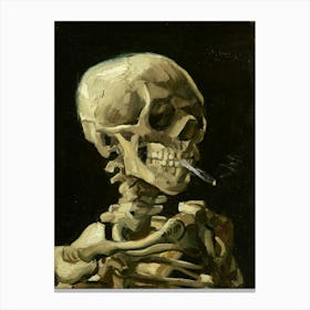 Smoking Skeleton Halloween Painting Canvas Print