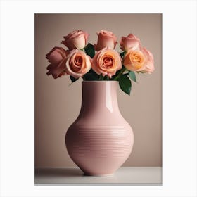 A Vase Of Pink Roses 62 Canvas Print