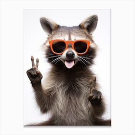 A Crab Eating Raccoon Doing Peace Sign Wearing Sunglasses 1 Canvas Print